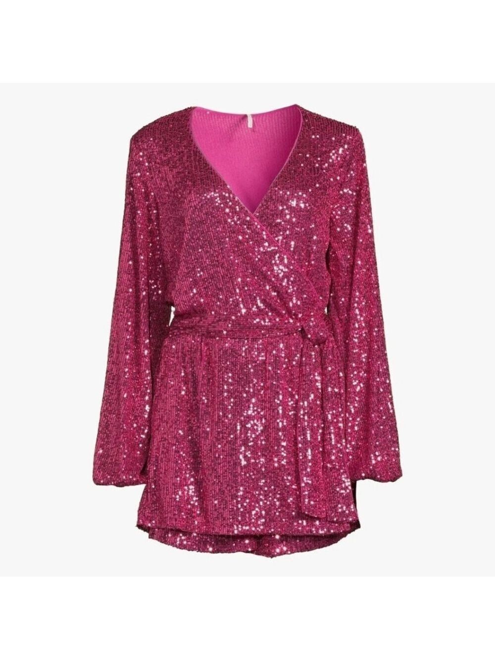 Free People Fuchsia Sequin Wrap Romper